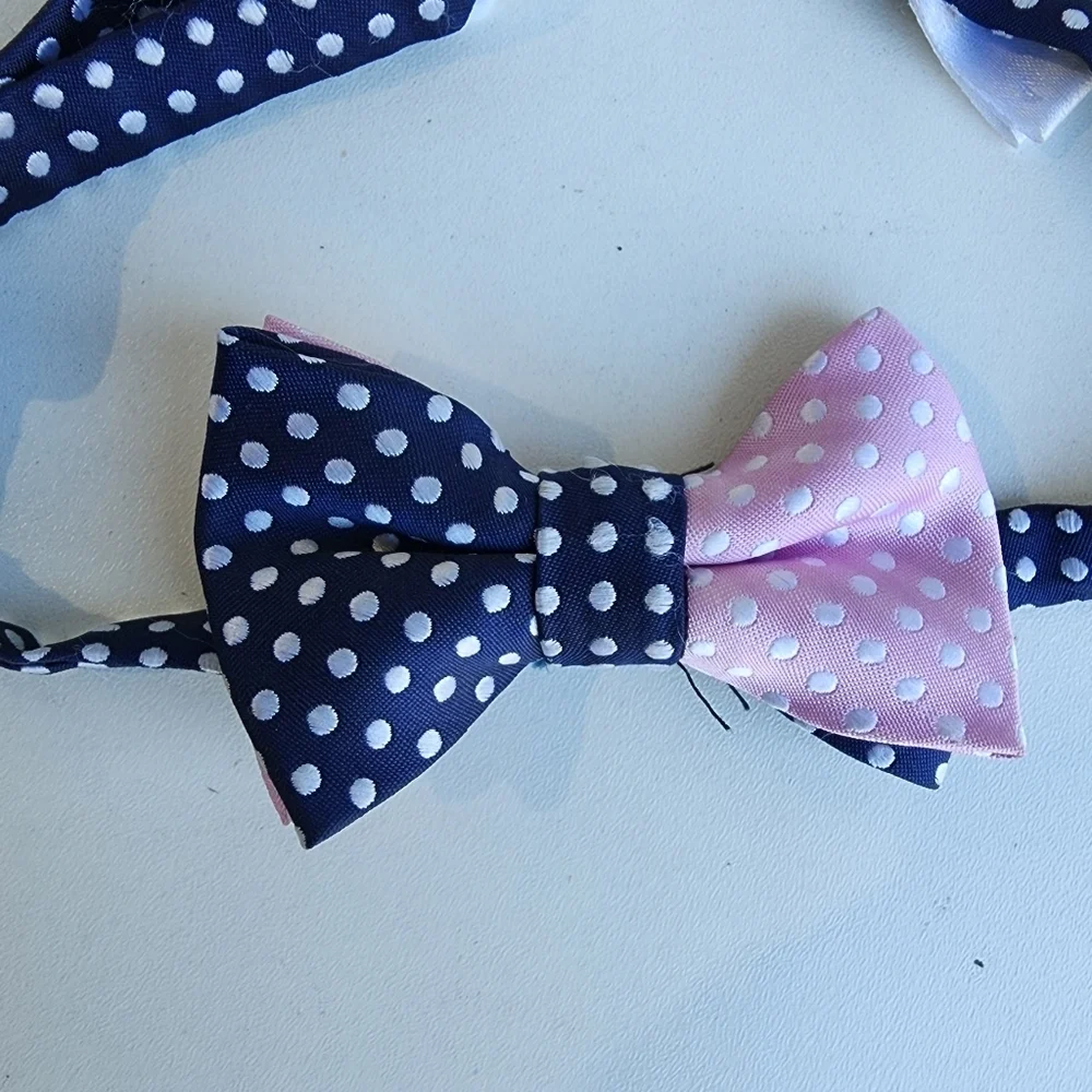 Koala Boys Navy Blue Pink Polka Dot Bow Tie Toddler Kids